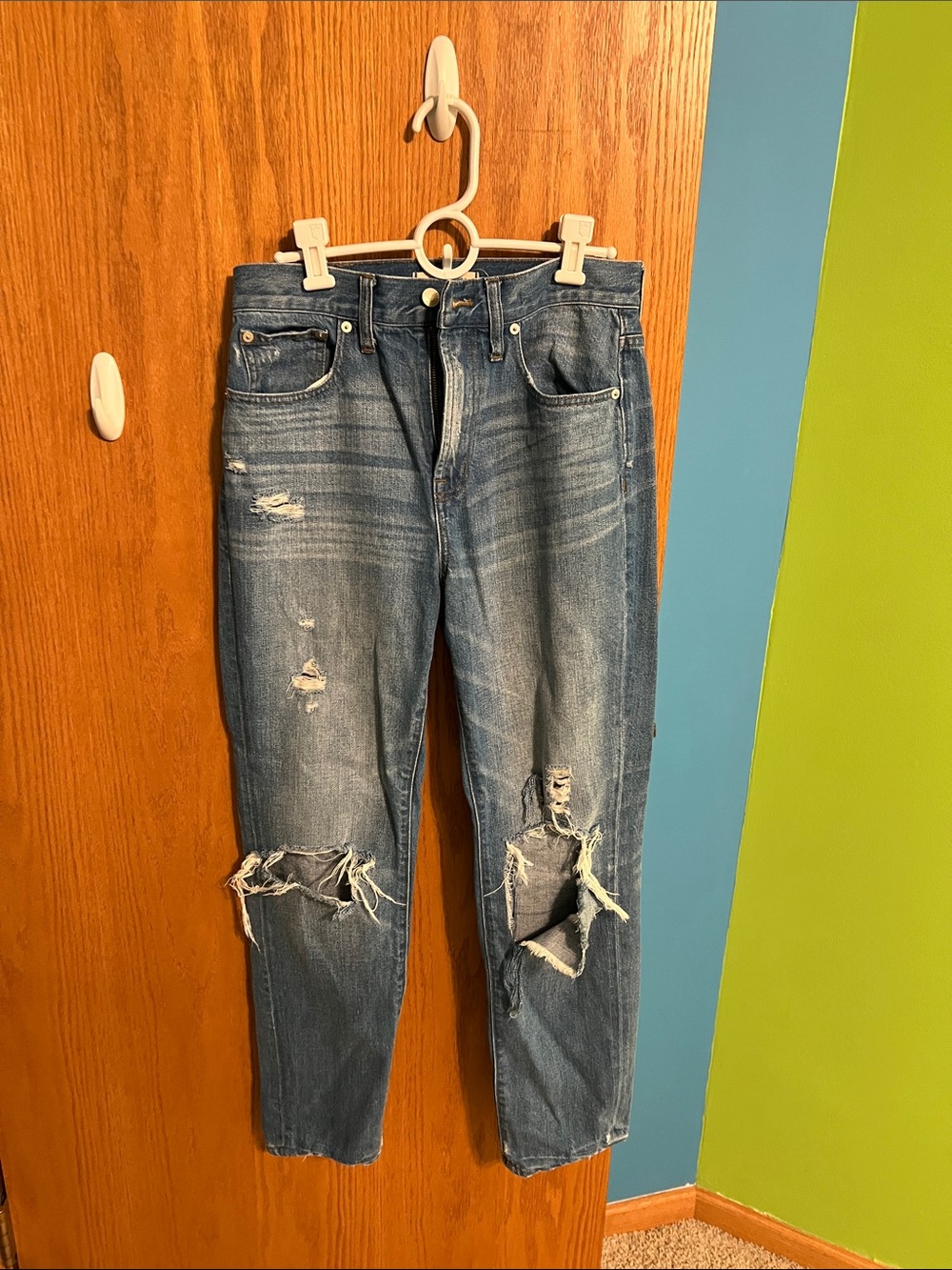 Madewell Distressed Blue Boyfriend Jeans Size 27